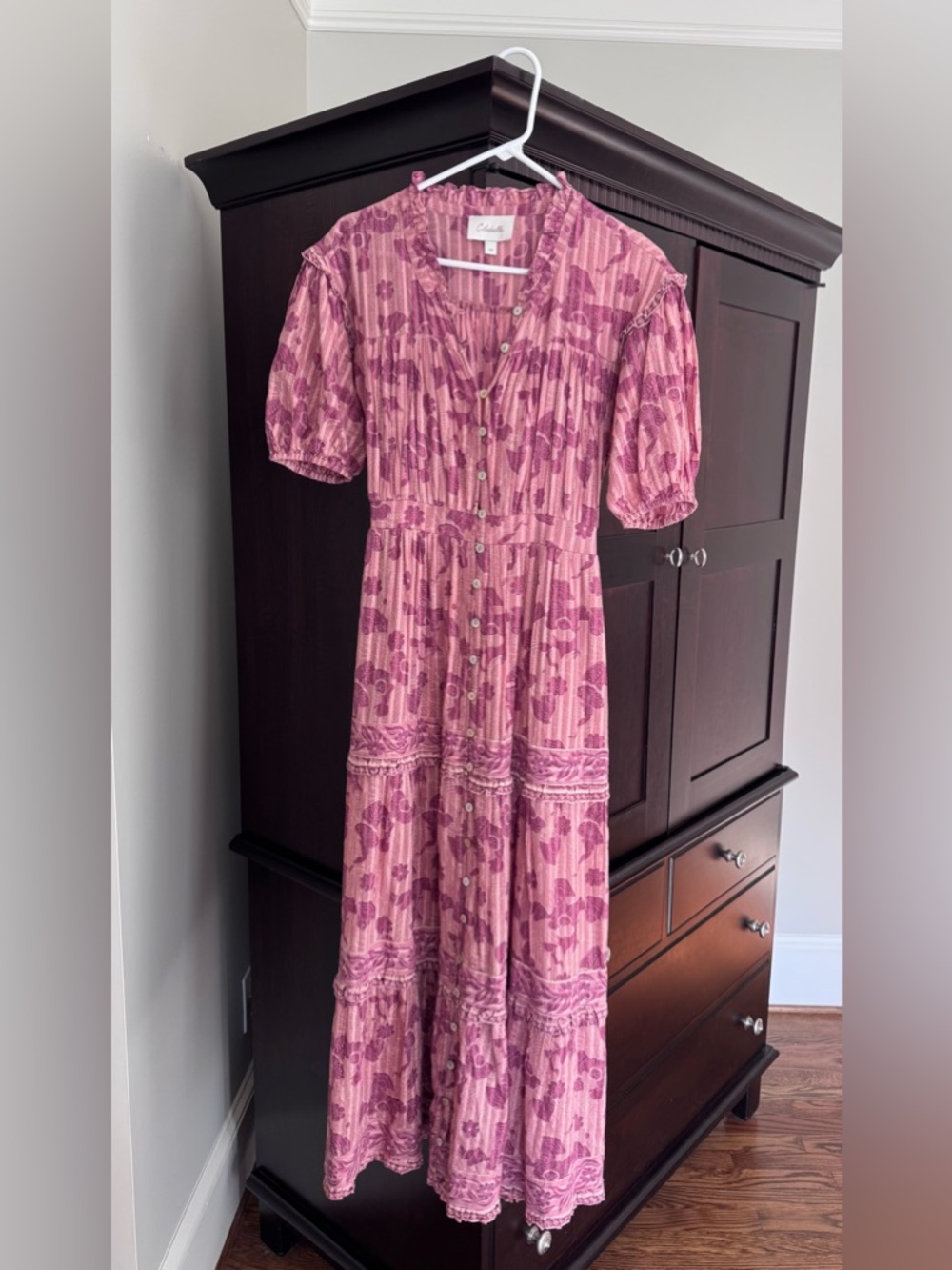 Cleobella Pink Floral Button-Down Maxi Dress